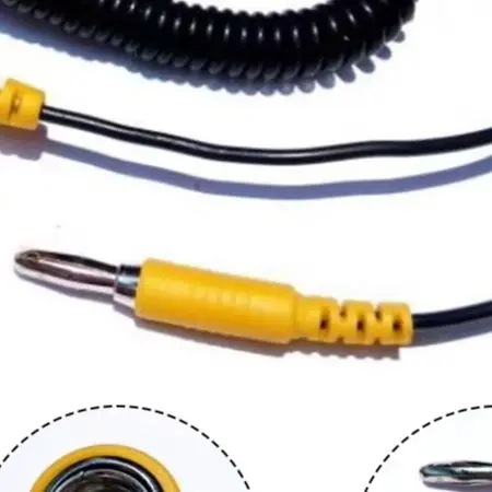 1PCS Anti-Static for esd Grounding Cable Coiled Cord for alligator Clip Claw PU Wire Anti-static Grounding Device Testing