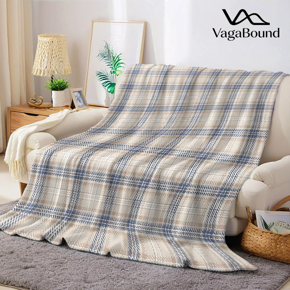 Blue Plaid Tartan Flannel Blanket Warm Soft Halloween Christmas All-Season Couch Decorative Cozy Warm Gift