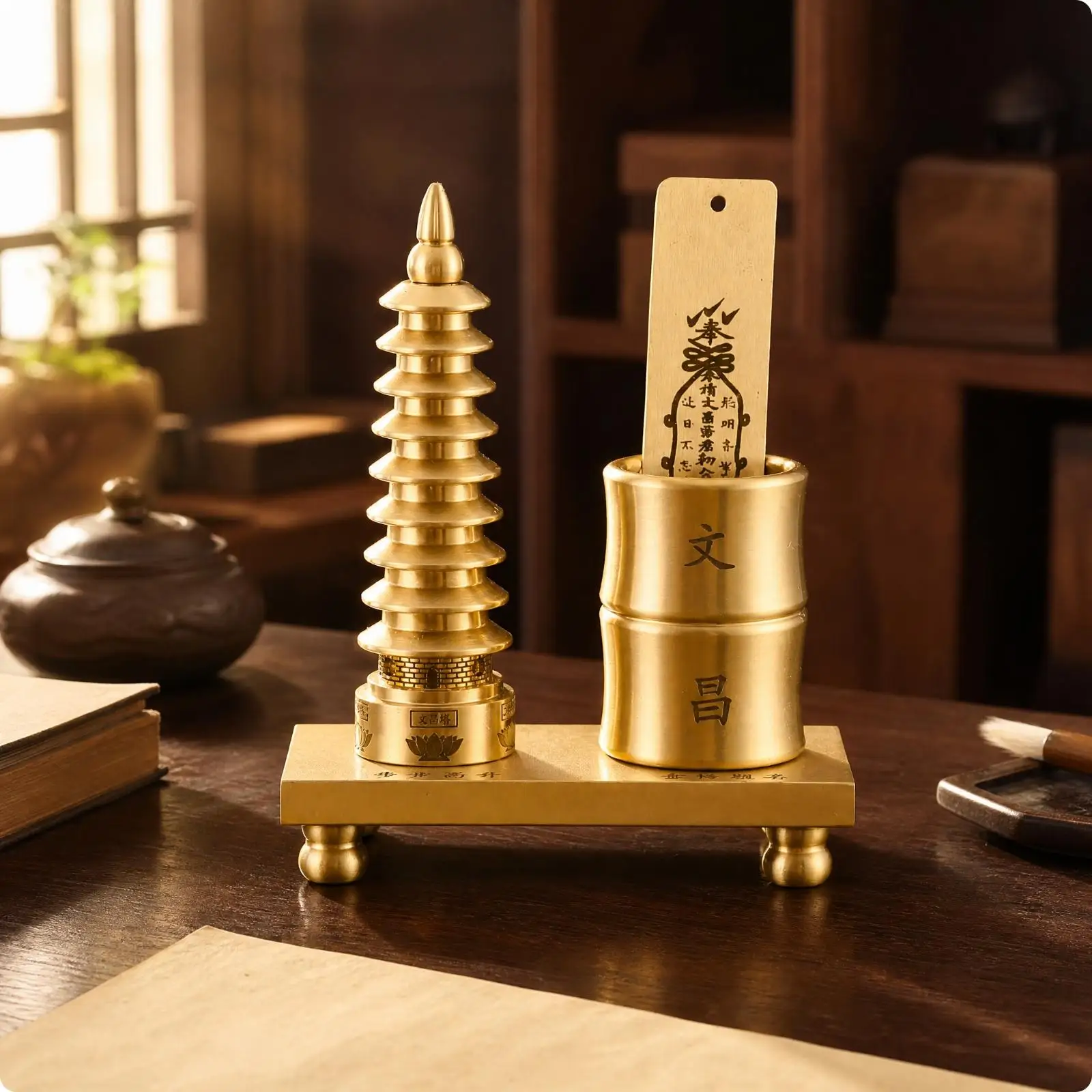 portalapices-decorativo-de-laton-con-diseno-de-pagoda-soporte-para-pinceles-de-escritura-accesorio-de-escritorio-con-patron-grabado-para-el-hogar-la-oficina-o-el-estudio