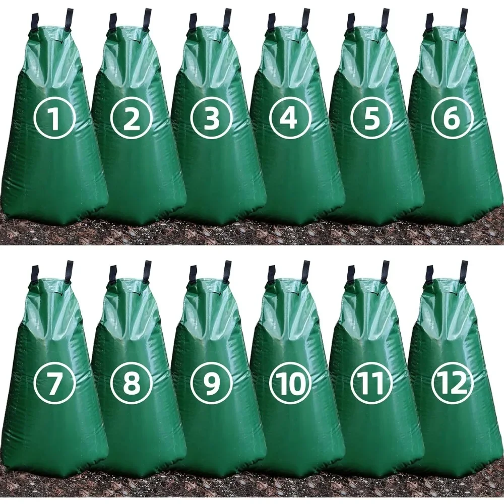 

12 Pack 20 Gallon Tree Watering Bags, 5-8 Hours Releasing Time, Reusable, Heavy Duty and Slow Release Gator Bags for Trees