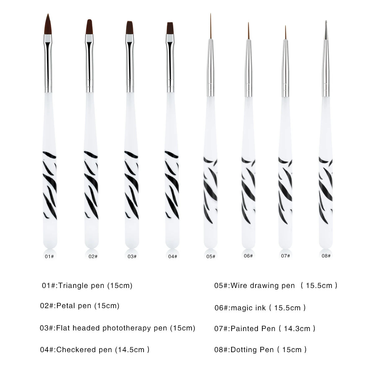 زيبرا مقبض فرشاة الأظافر مجموعة لمسمار الفن تصميم مانيكير الاكريليك السائل مسحوق الأشعة فوق البنفسجية هلام فرش خط رسم القلم أدوات الرسم #4
