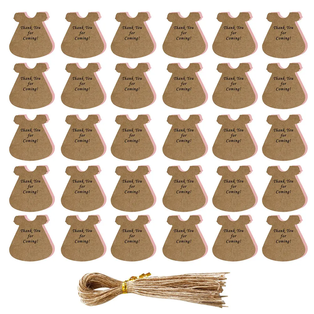 50 Sets Blank Kraft Paper Skirt Hang Tags for Shower Birthday Party Gift Decorations