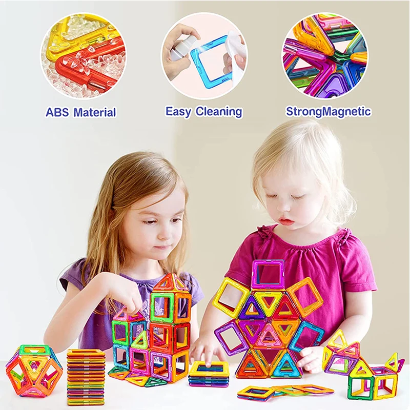 Montessori Education Magnetic Building Blocks DIY Magnets Toys Big Size and Mini Size Designer Construction Set Gifts for Kids