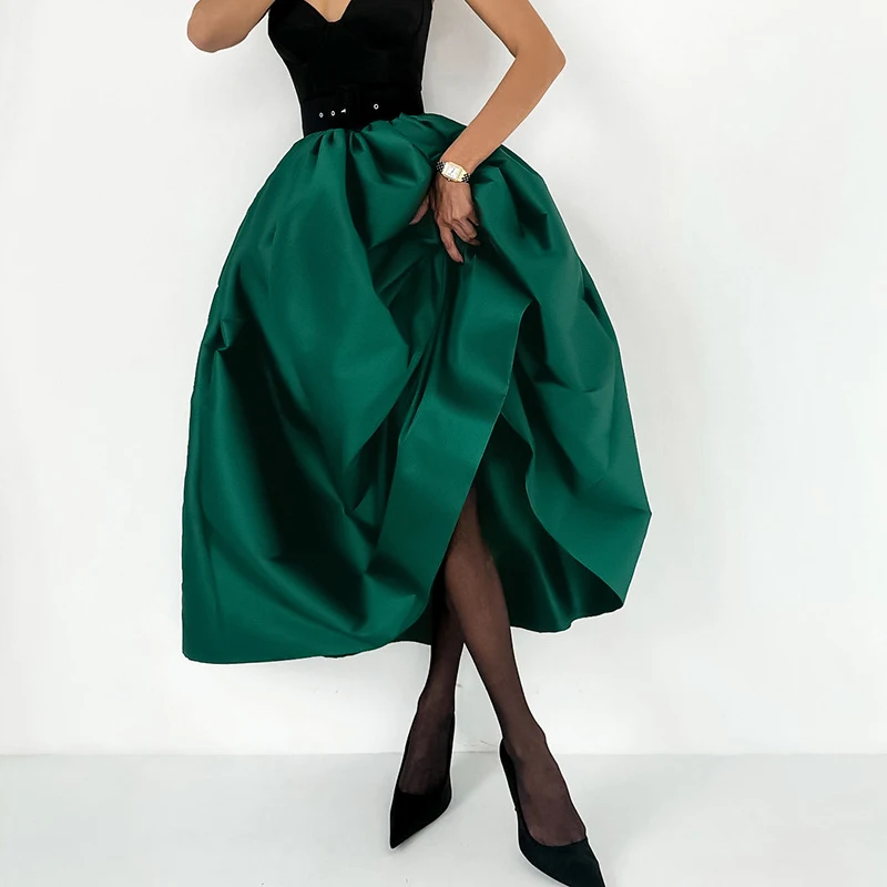 

Весенне-летняя плиссированная юбка А-силуэта 2026 года для выпускного вечера и праздников, простая однотонная женская длинная юбка с высокой талией