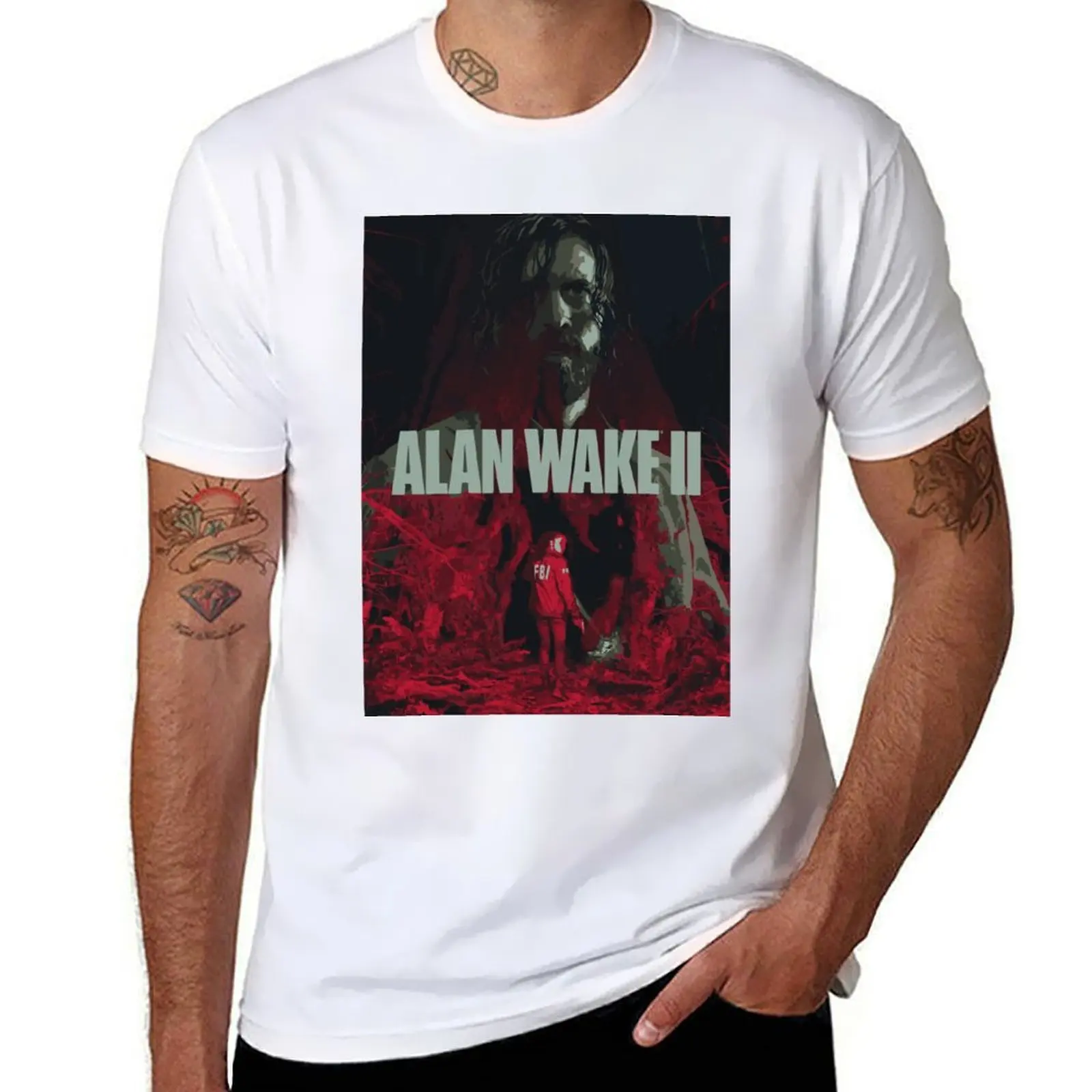 

Alan Wake II Vector Game Poster T-Shirt anime t shirts oversize t shirt man cotton T-Shirt