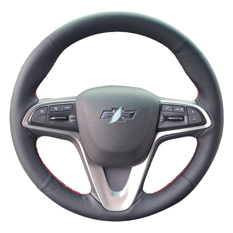 

Hand Stitched renovation Non-slip red leather fiber car Steering wheel cover For Chevrolet Monza Cruze Crvalier Malibu Captiva