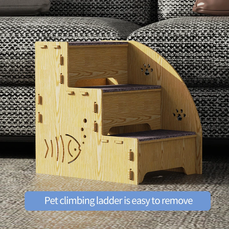 Wooden Cat Climbing Frame Disassembly Pet Climbing Ladder Small Dog Cat On Bed Step Frame Sofa Solid Wood Pet Climbing Frame