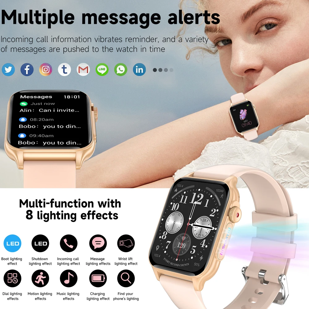 2024 New For Huawei Xiaomi Bluetooth Call Smartwatch Women Health Detection ECG+PPG Sports Waterproof Smartwatch For Android IOS