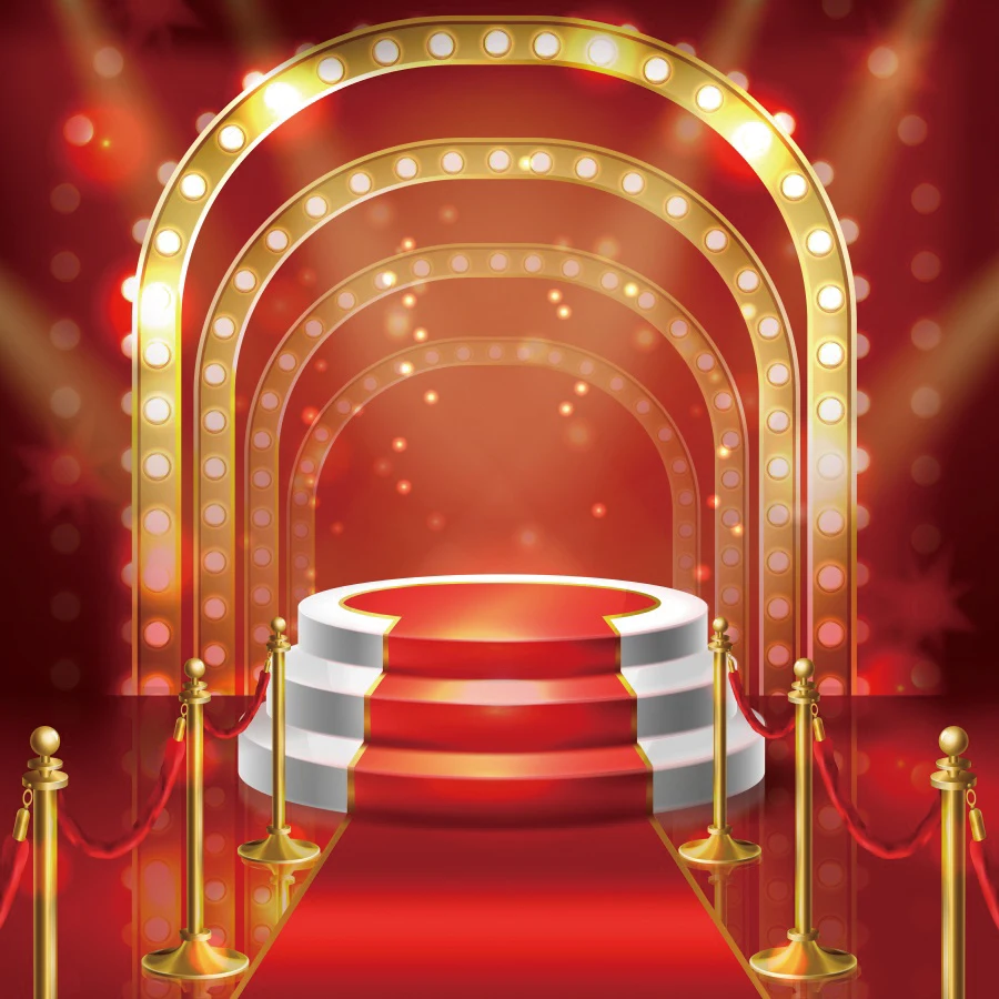 سجادة حمراء Laeacco خلفية للتصوير الفوتوغرافي كبار الشخصيات حفلة ذهبية منقطة صورة الطفل خلفية للتصوير الفوتوغرافي استوديو الصور