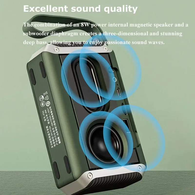 2024 SANSUI F53 4.3-inch LED Display Radio Wireless Bluetooth Speaker Portable FM Radio TF Card Slot MP4 Music Player Video