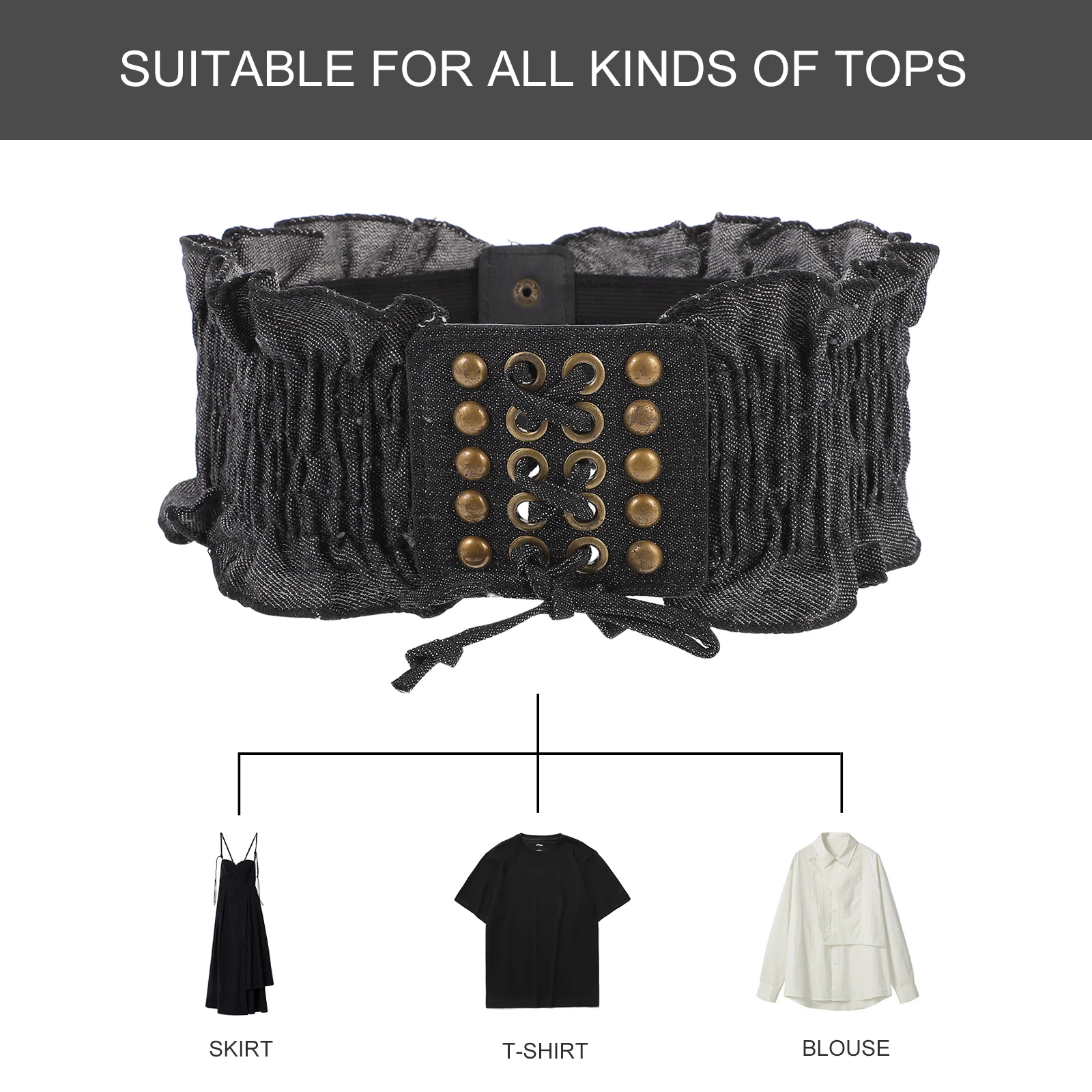 1개 허리 거들 탄력 있는 허리밴드 스타일리시한 데님 거들 통기성 편안한 착용감 하루 종일 착용 가능 모던 패션 룩