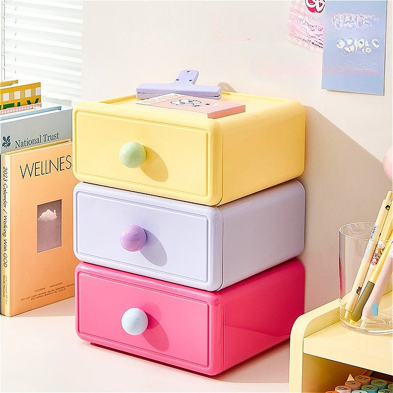 Desktop Drawer Organizer Multi-Color Storage Box, Large Capacity Stationery Holder for Office Home School
