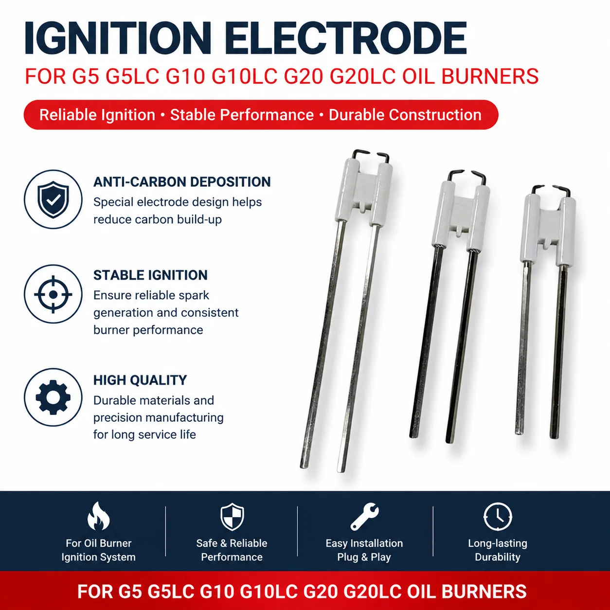 Anti-Carbon Deposition Ignition Electrode Fit G5 G5LC G10 G10LC G20 G20LC Oil Burner Ignition Spare Parts