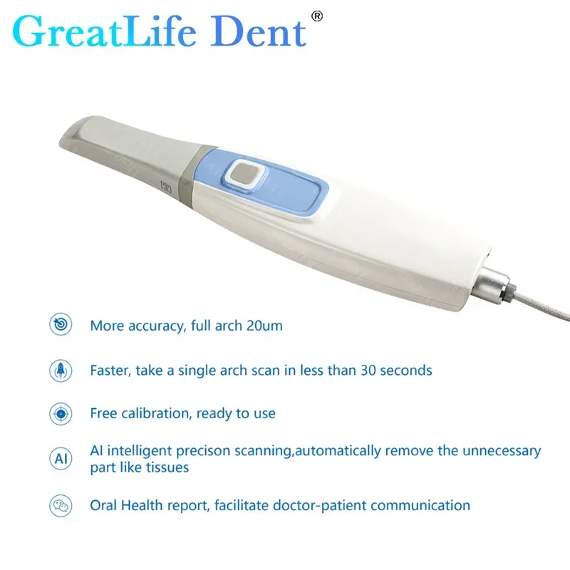 GreatLife Dent Dental Runyes 3.0 Pro ماسح ضوئي ثلاثي الأبعاد داخل الفم ثلاثي الأبعاد مع برنامج مجاني CAD CMD ترميم تقويم الأسنان معتمد من CE ISO