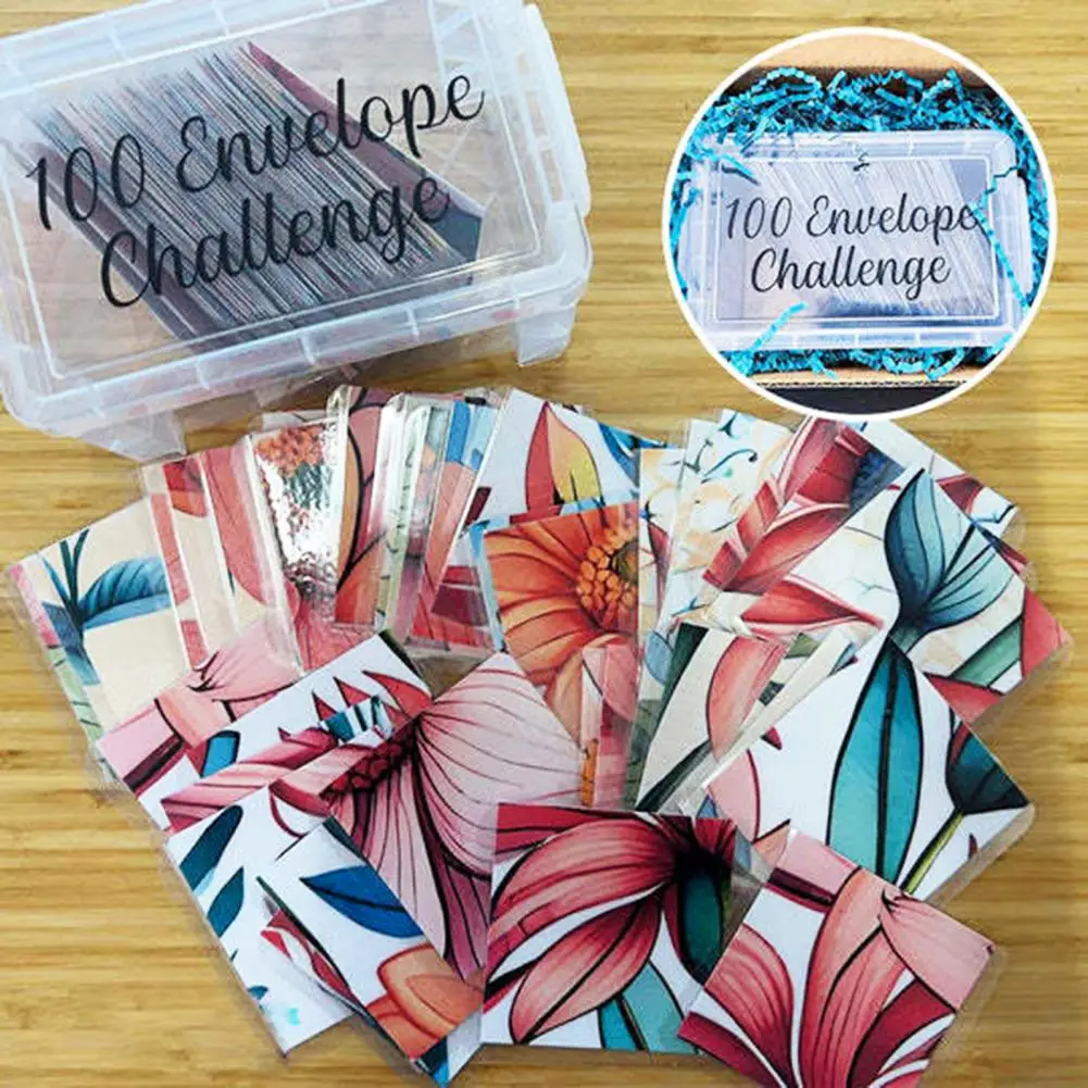 クリエイティブなお金の箱、現金封筒、100の封筒、ボックスセットの楽しみ、Citc payoff節約キット、1セット