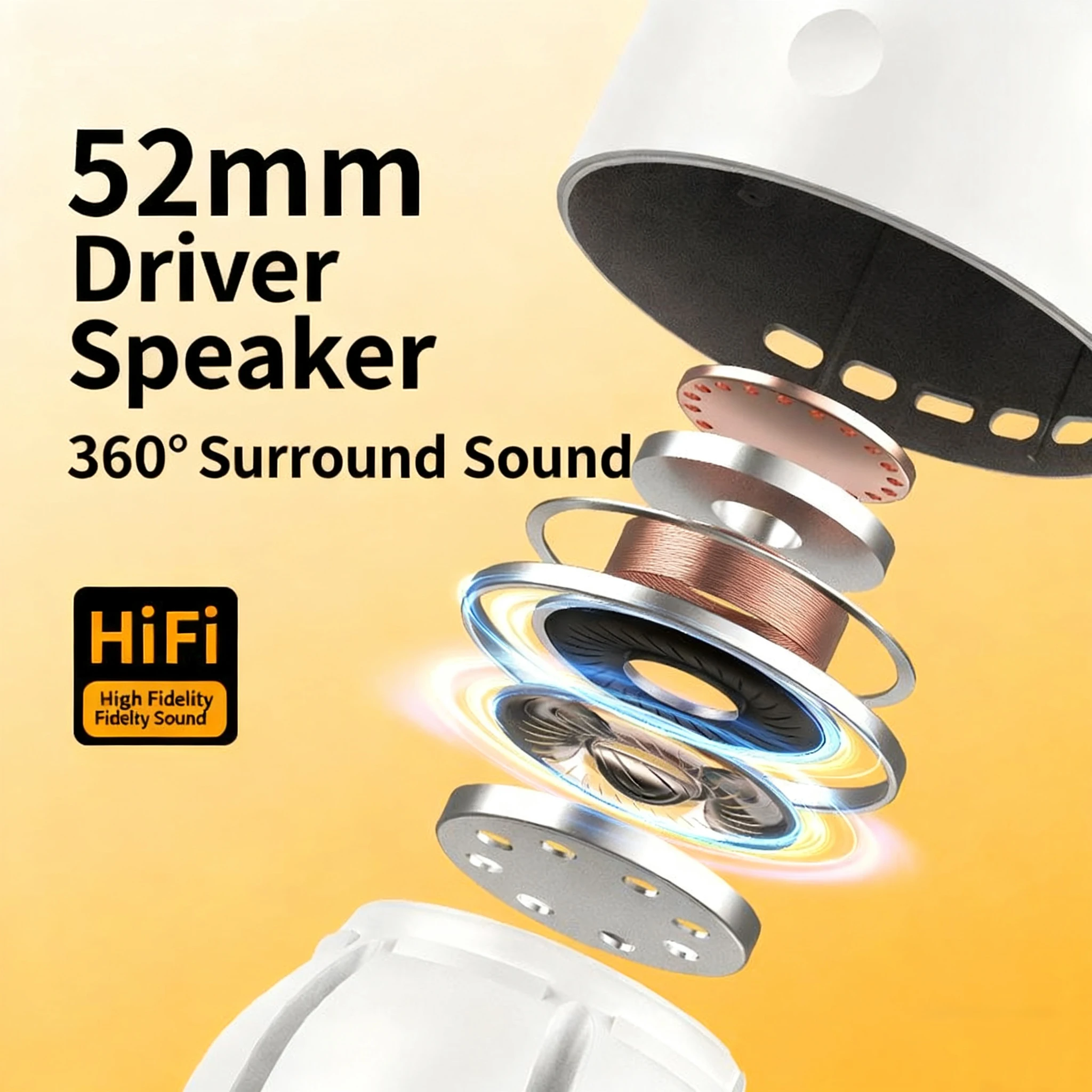 Camping Light Wireless Bluetooth Speaker - Long Battery Life Portable Atmosphere Lamp with Bluetooth 5.3,  Outdoor & Home Use