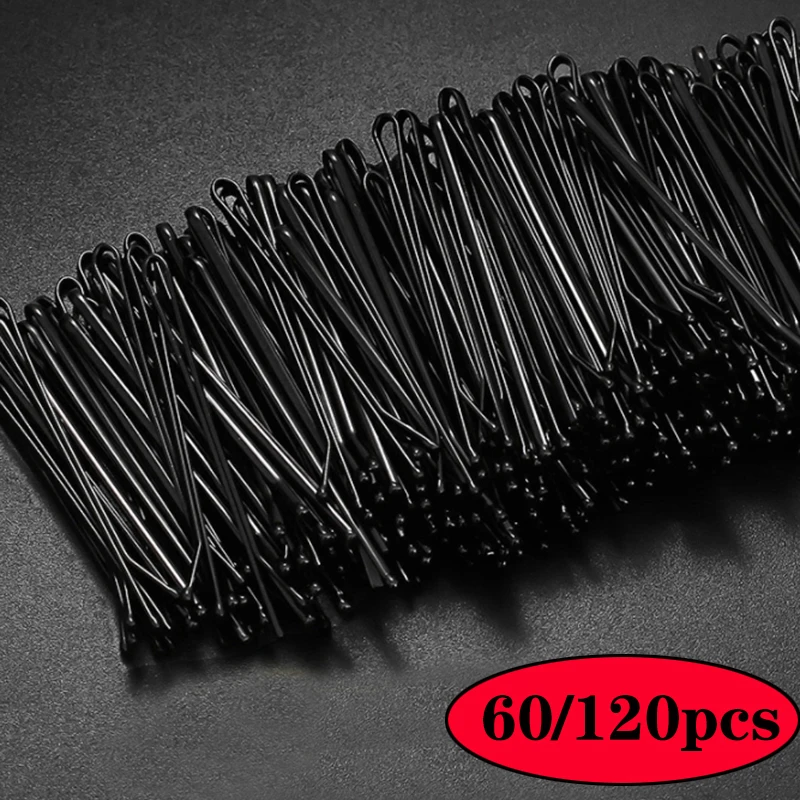 

60/120pcs Black Hairpins for Women Hair Clip Lady Bobby Pins Invisible Wave Curly Bride Disposable Hairgrip Barrette Hair Clips