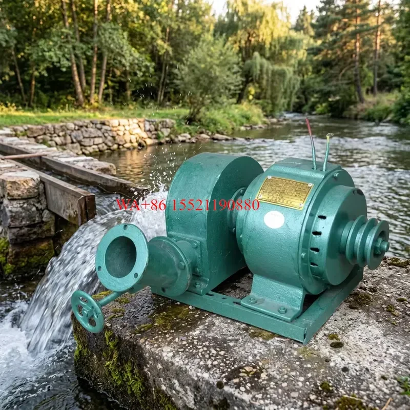 WMWMNU 1.5KW Industrial Pelton Hydro Turbine Generator 1500W 220V Rated Voltage 12-28m Water Head 0.008-0.015m s Flow Rate