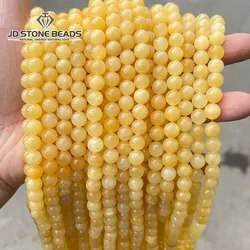 5A Natural Stone Yellow Jade Beads 6 8mm Round Loose Spacer Beads For Jewelry Making Bracelet Necklace Handmade Accessory 15