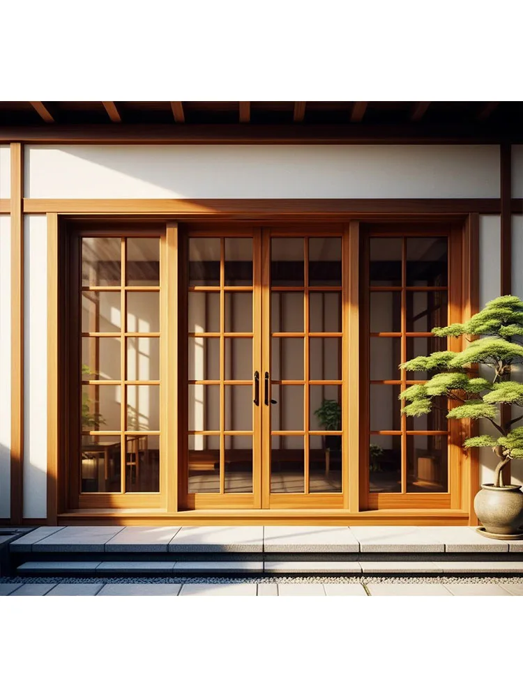 Japanese sliding living room balcony bedroom kitchen partition door lattice folding door