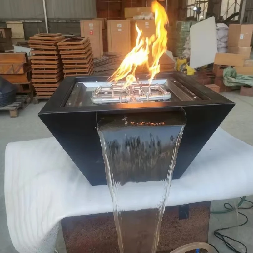 Decorative Steel Water Fountain Gas Water Fire  Waterfall Bowls Heaters for Swimming Pool