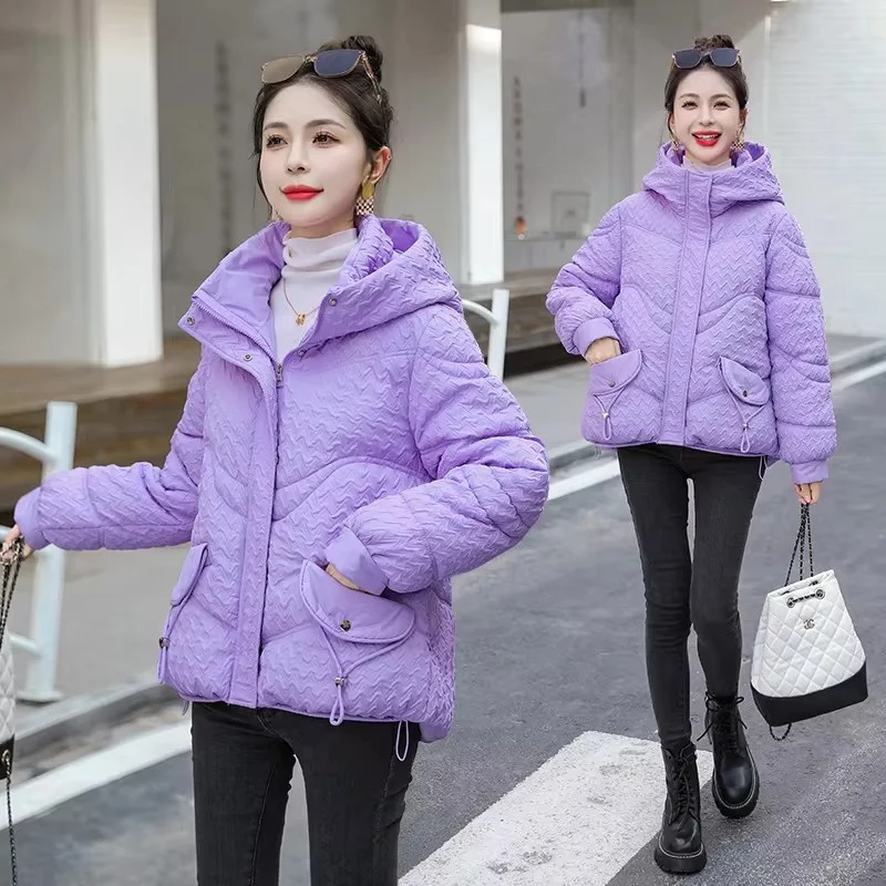 2024 Winter Women Down Cotton Jacket Coats Parkas Female Hooded Cotton-padded Overcoat Thick Warm Windproof Casual Windbreaker