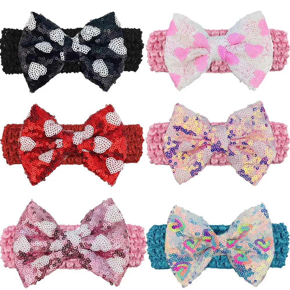 

30pcs Valentine's Day Pet Accessories Cute Sequin Bowties with Elastic Band Dog Supplies Pet Dog Bowtie Collar Large Dog Bowtie