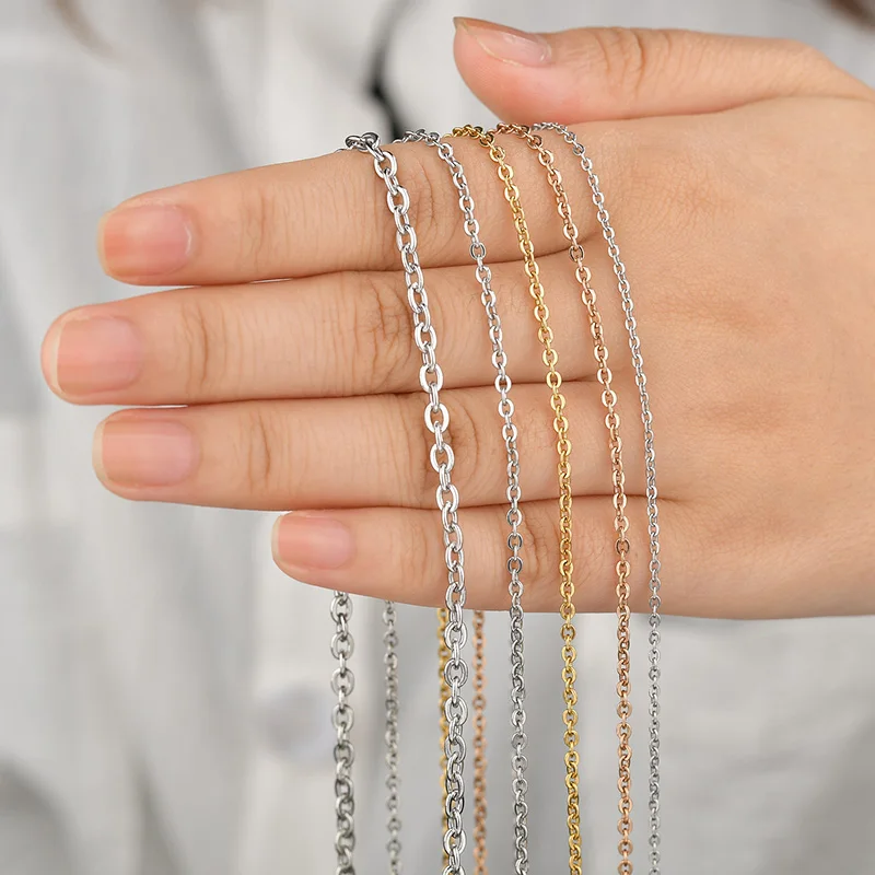High Quality Satainless Steel O Rolo Chain Necklace Gold Color 1.6/2/2.4/3.0mm Necklace Men Choker Accessories For Women Gift