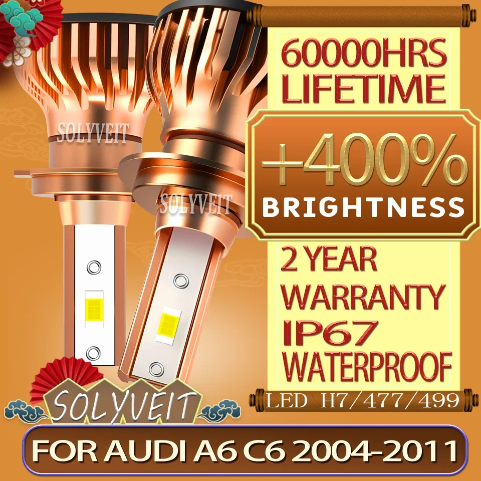 

Instant-On H7 477 Tool-Free Installation Wide Illumination Headlight LED For Audi A6 C6 2004 2005 2006 2007 2008 2009 2010 2011