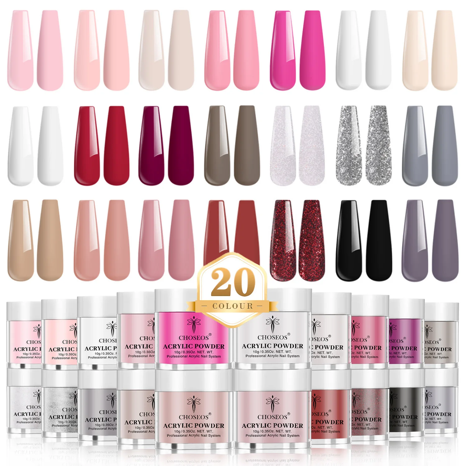 

Acrylic Powder Set, 20 Colors Acrylic Nail Powder Set, Spring and Summer Colored Acrylic Powder for Nail Extension Gifts Home DI