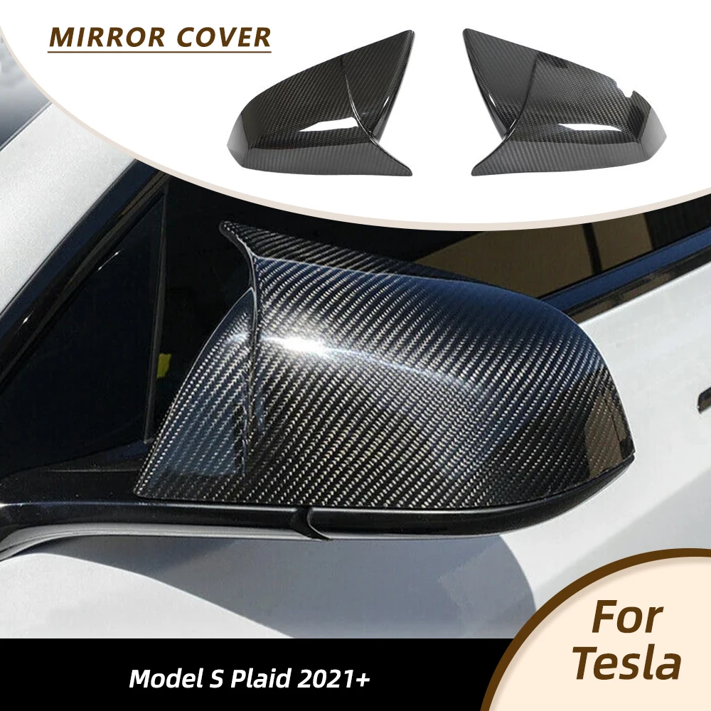 

Car Mirror Covers for Tesla Model S Sedan2021-2023 Dry Carbon Fiber Car Rearview Mirror Caps Add on Style Car Racing Body Kits