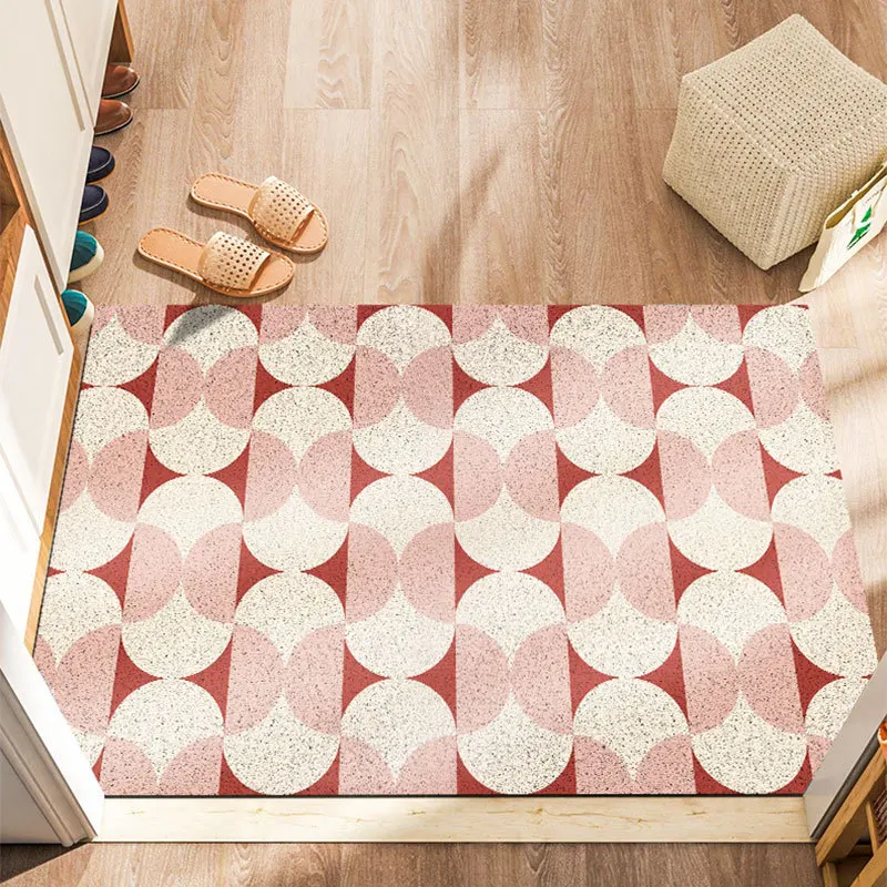 Retro Welcome Entrance Doormat Anti-slip Silk Loop PVC Floor Mats for Porch Hallway Entryway Home Decor Dust Removal Carpet