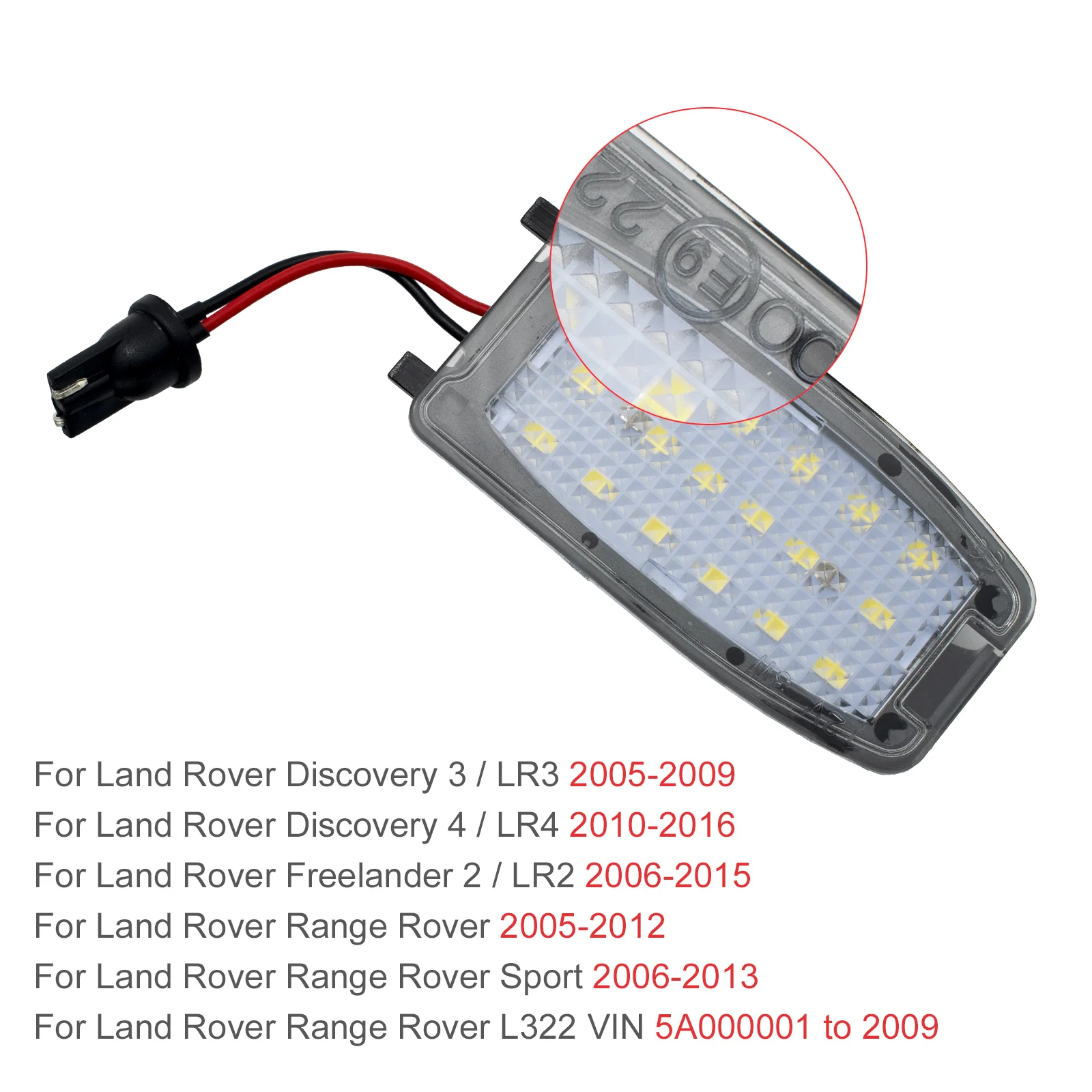 Apktnka par de luces LED brillantes de visión trasera debajo del espejo para Land Rover Discovery Freelander LR2 LR3 Range Rover Sport L322