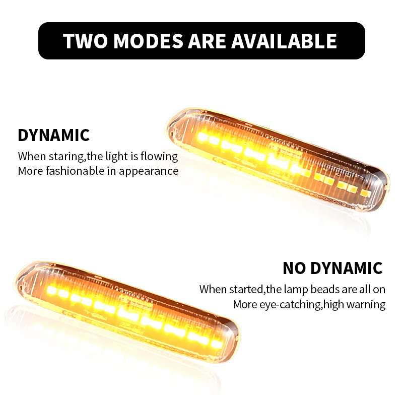 2 قطعة لسيارات BMW 3 Series E46 سيدان/صالون 12/كوبيه 06/قابلة للتحويل 12/E46 عربة سيارة LED أضواء العلامات الجانبية مصابيح إشارة الانعطاف الديناميكية