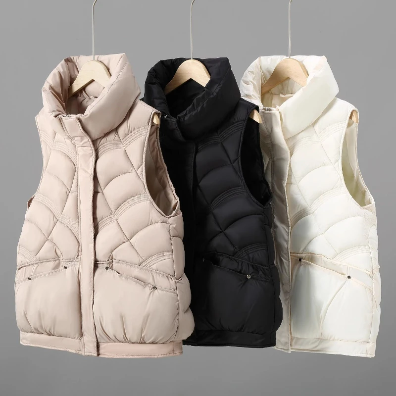 Women 2024 thermal jacket Cotton-padded clothes  Sleeveless Vest with Autumn Winter Gilet Top Casual Waistcoat New