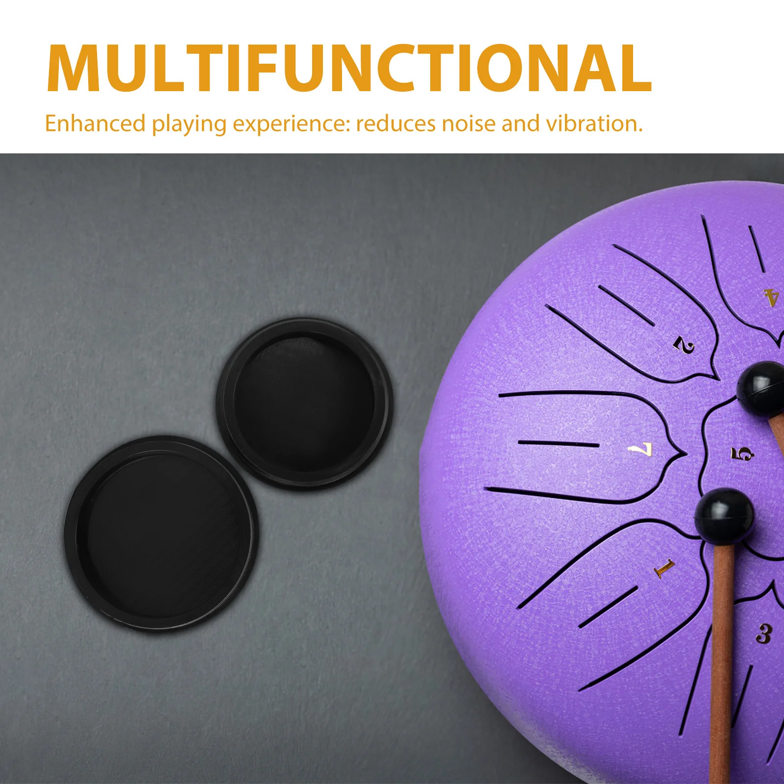 

2Pcs Tongue Drum Mute Pads Set Noise Reduction Silicone Bottom Cover Easy Install Sound Dampener for Silent Practice Home Public