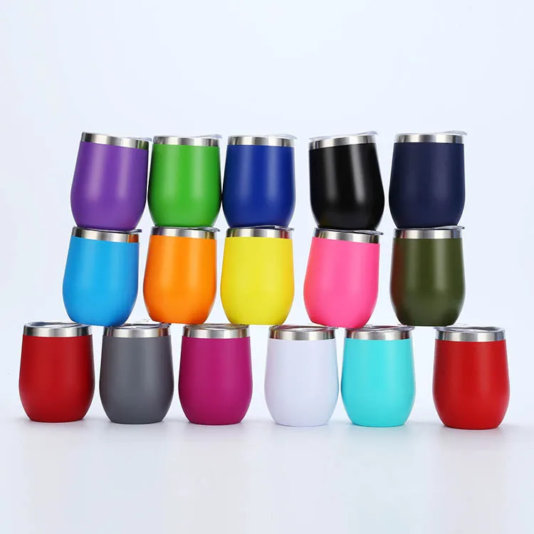 12oz Wine Stainless Steel Tumbler Insulated Double Layer Vacuum Large Belly Cups Glasses for Kids and Adults