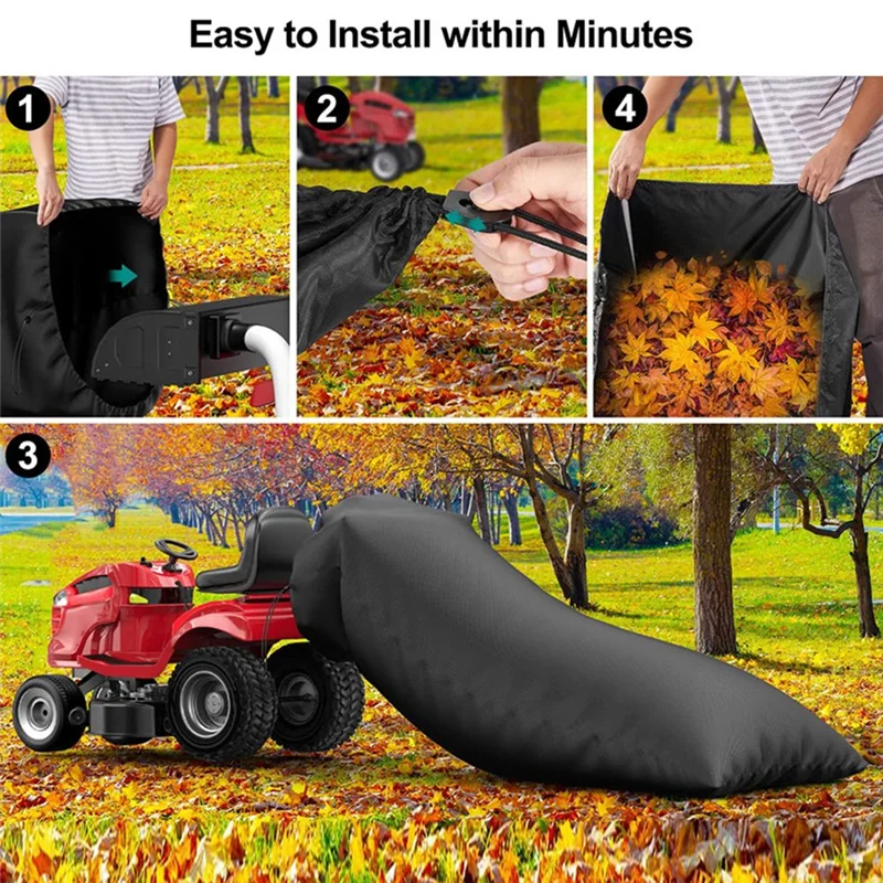 

RANA 2Pcs Lawn Tractor Leaf Storage Bag Garden Mower Storage Bag Black 210D Oxford Cloth