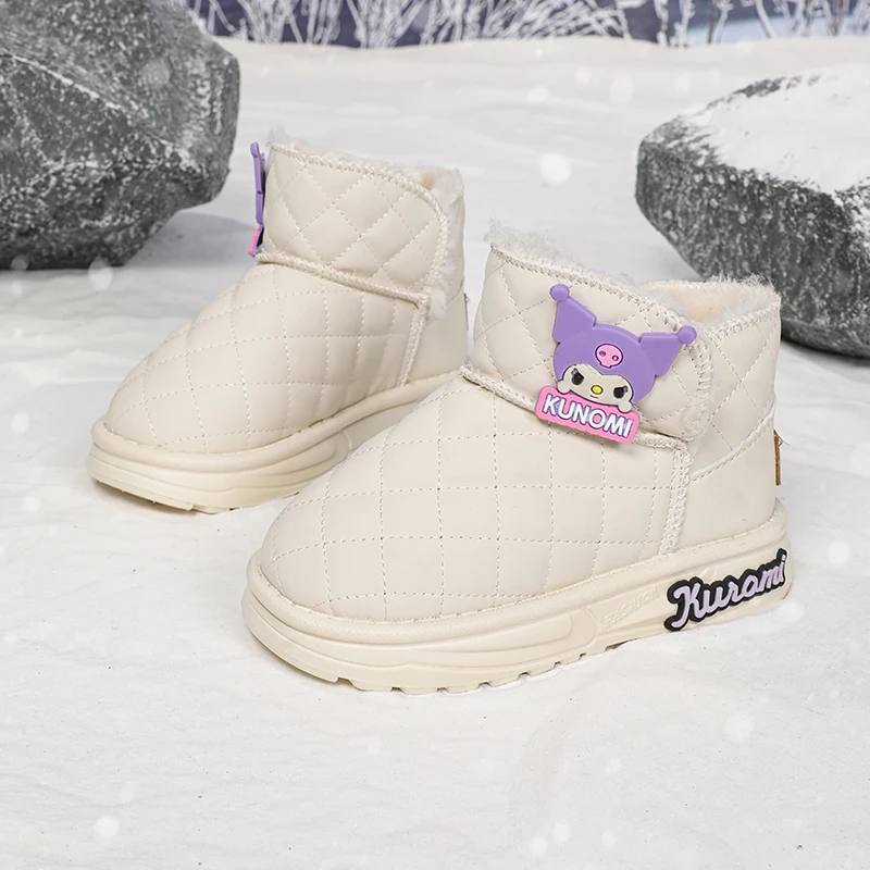 

Kawaii Sanrioed Children's Winter Plush Warm Snow Boots Cute Cartoon My Melody Kuromi Anti Slip Cotton Shoes Holiday Gift