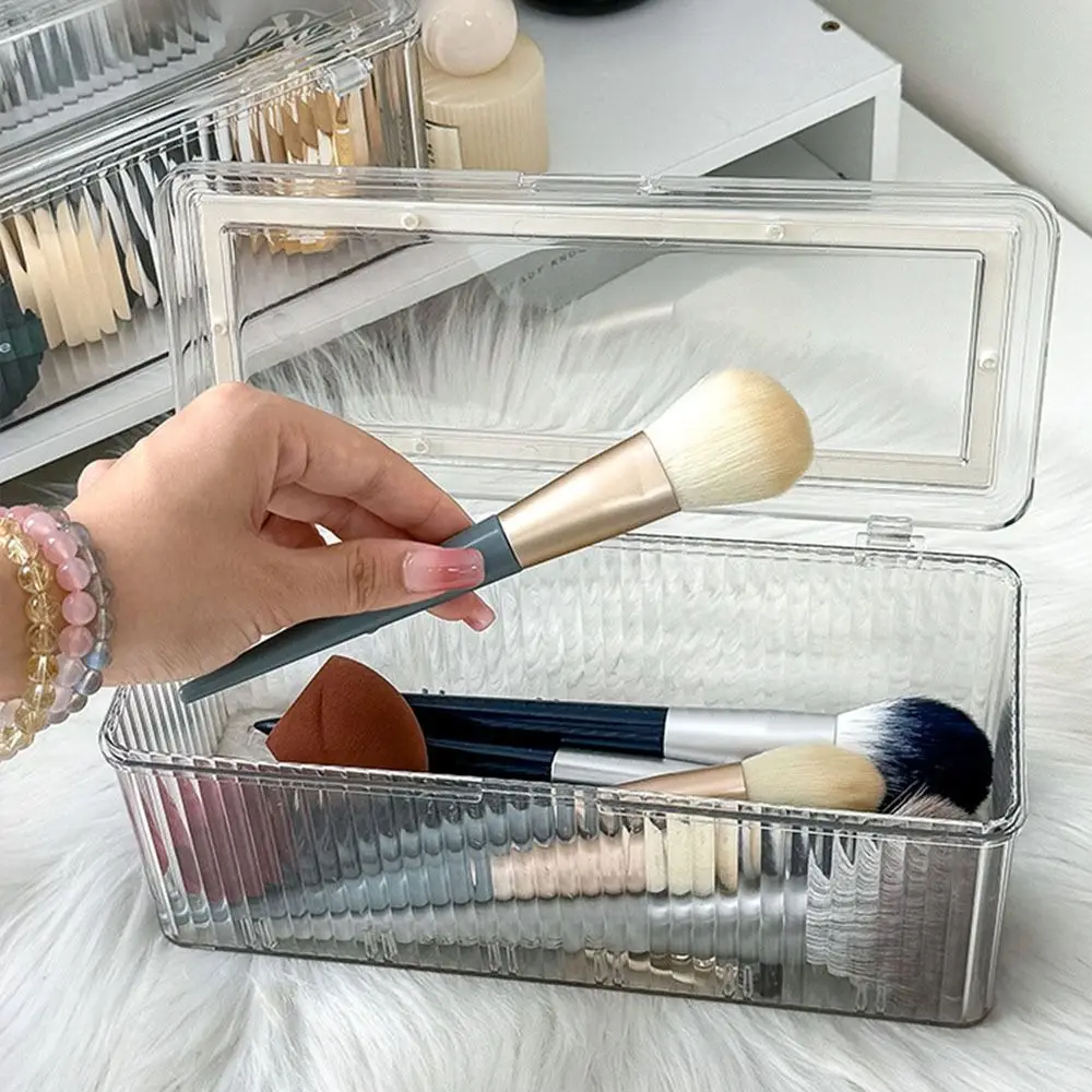 

Sundries Storage Container Makeup Brush Storage Box Desktop Storage Tool Flip Cover Beauty Egg Drying Drain Rack Can Be Stacked