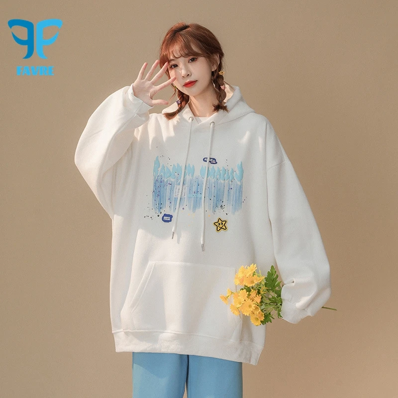 FAVRE Sky Stars Sweatshirts Womens Ins Casual Foam Letter Pullovers Mens Spring Autumn Hoodies Europe and America Couple Tops