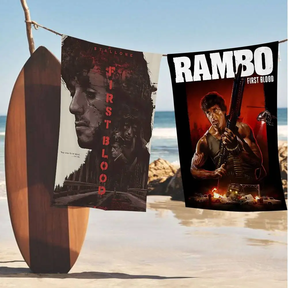 Classic Movie Rambo First B-Blood Microfiber Printed Beach Towel Mountain Climbing Yoga Beach Swimming Running Absorbent Towel