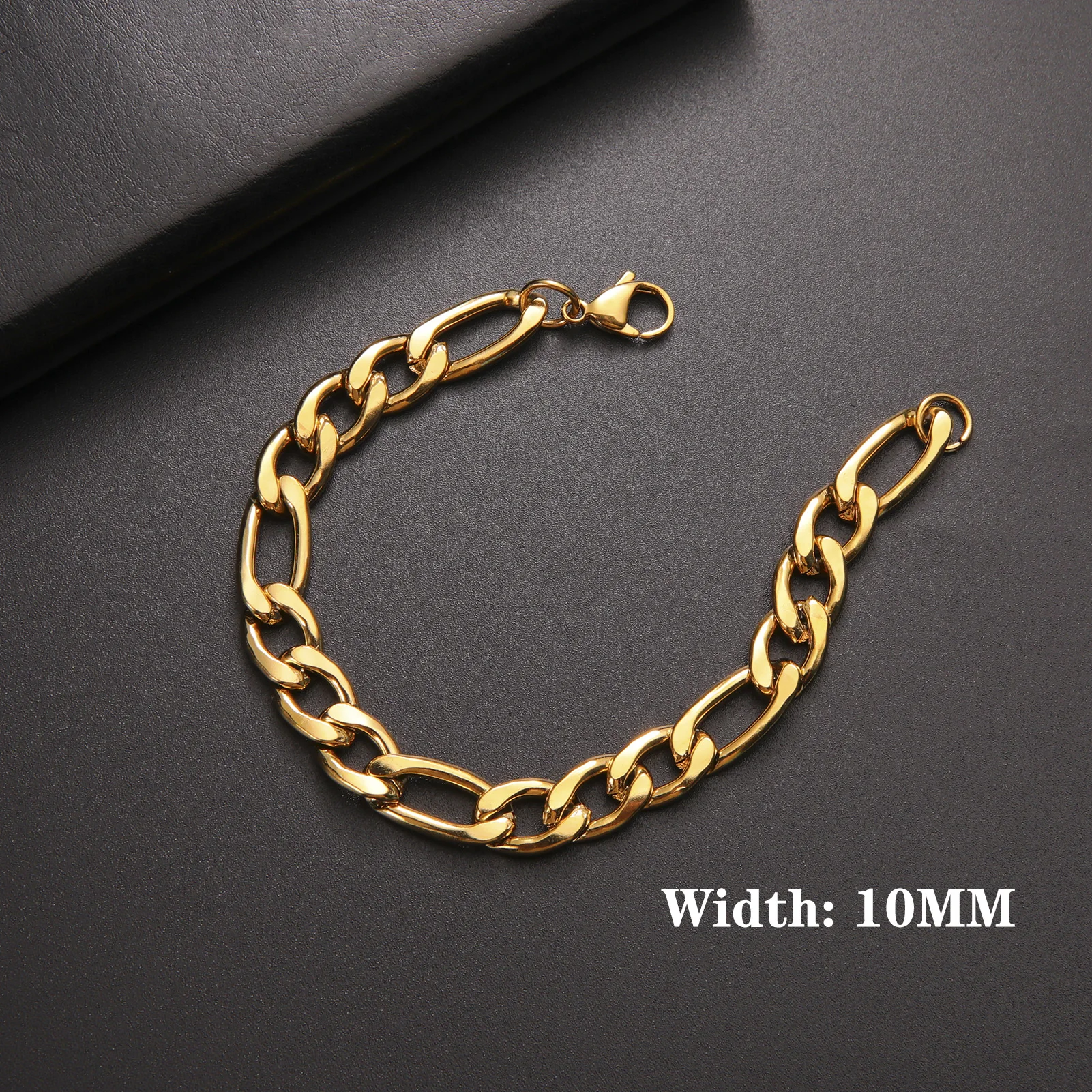 Lucktune Figaro-Kettenarmband für Männer und Frauen, Edelstahl, Breite 3–10 mm, Armbänder, Punk-Schmuck, Paar-Geschenk, Pulsera Hombre, Neu – Detail 31