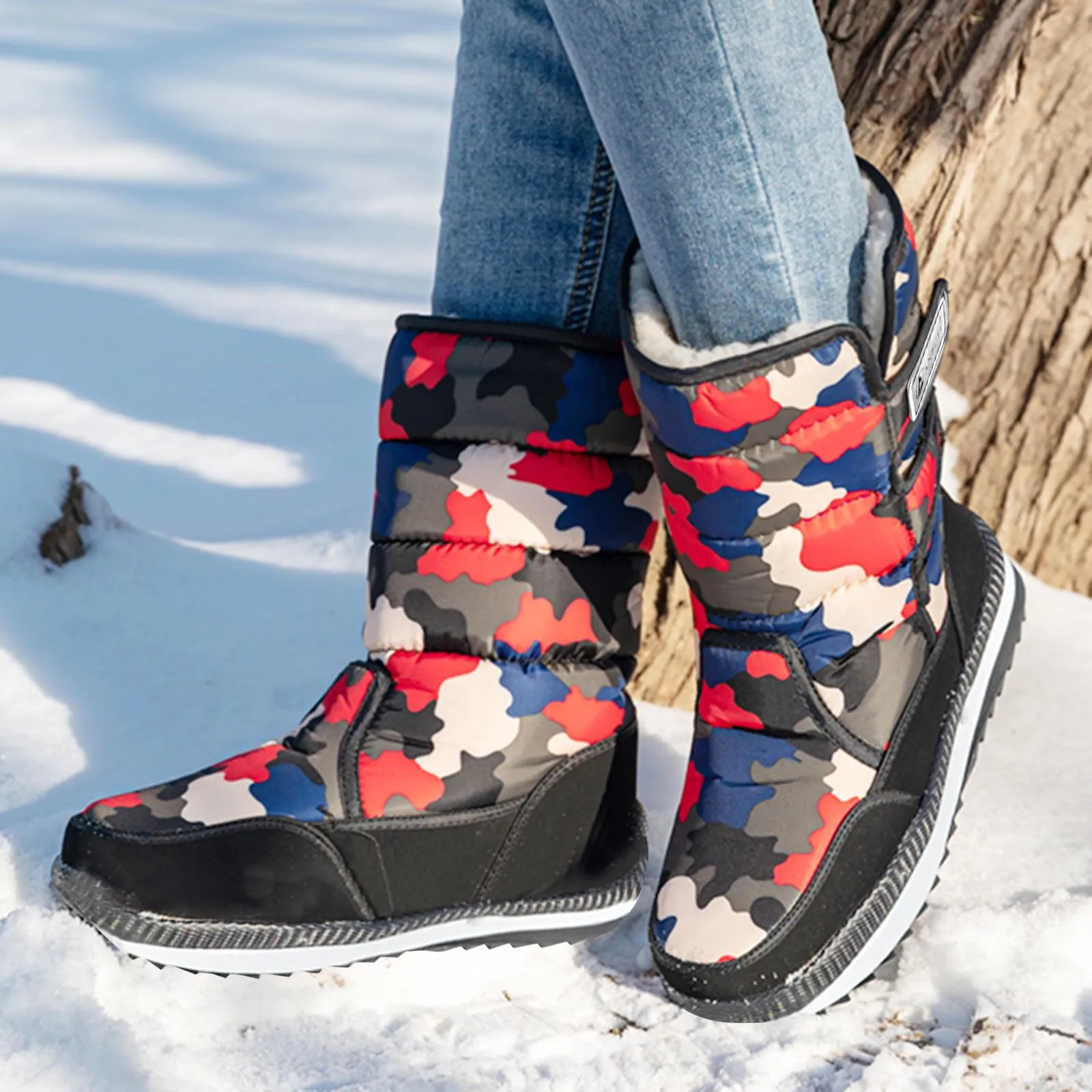 

2024 Winter Women Shoes Plush Waterproof Fabric Non-Slip Girl Shoes Rubber Sole Snow Boots Fashion Warm Outdoor Boots