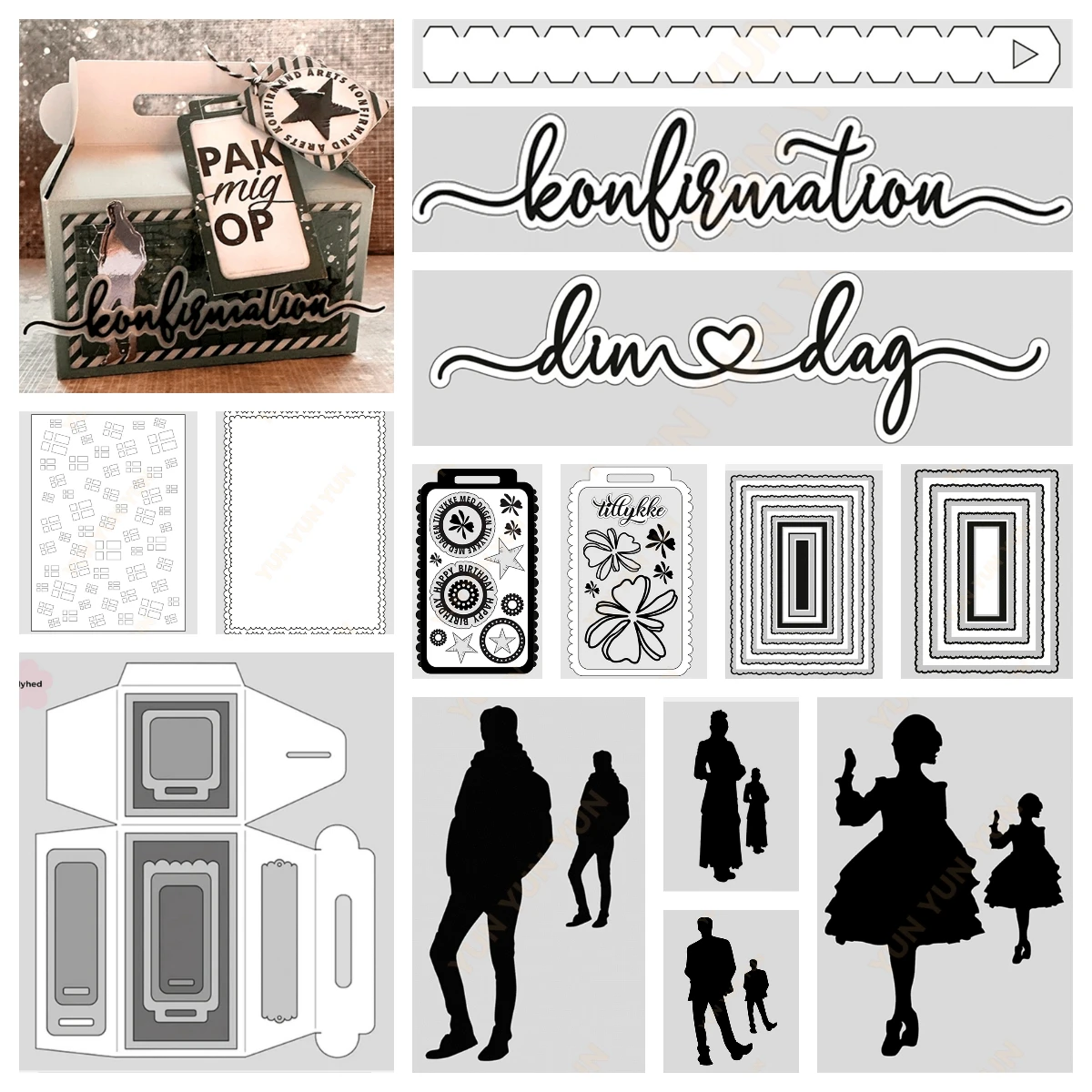 

2026 New Birthday Cutting Embossing Dies Gave Box Boblerammer A7 Mix Af Flag Din Dag M. Skygge Die DIY Scrapbook Cards Template