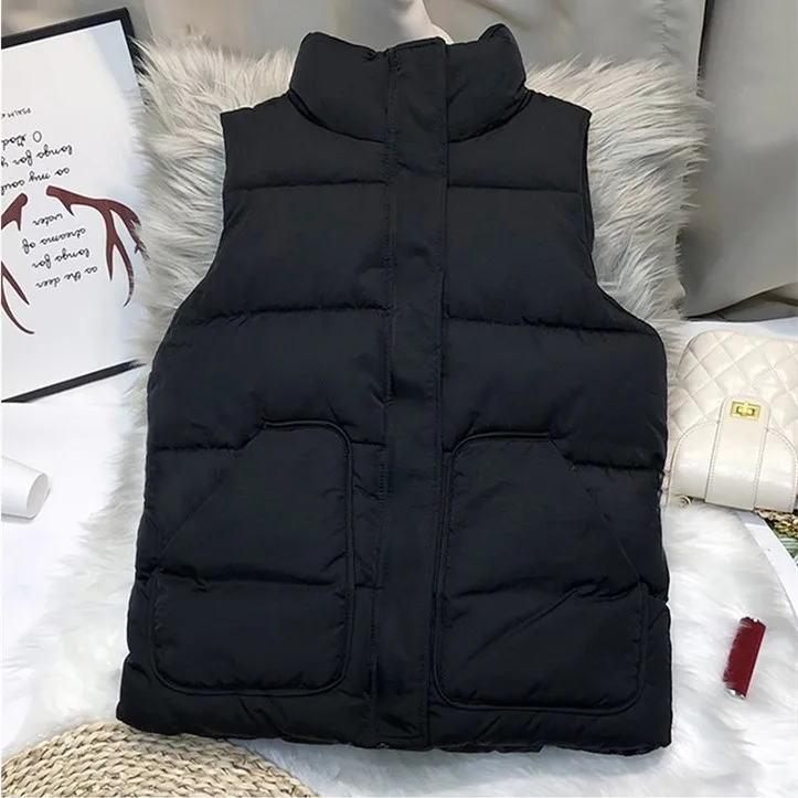 Explosions short Sleeveless coat Female fashion Down cotton vest Jacket women Parkas2025winter new Waistcoat Overcoat Ladies Top