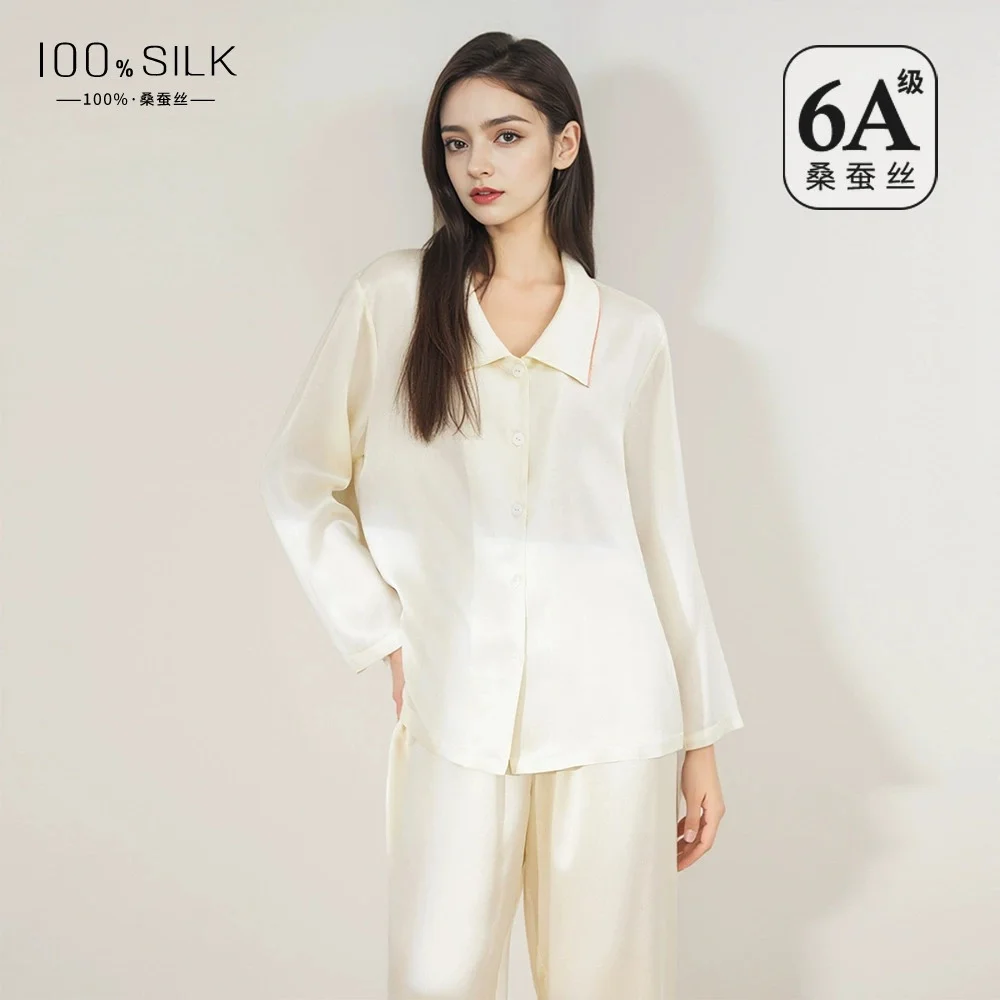 2025 Spring/Summer Collection: Women's 16mm Silk Pajamas, 100% Mulberry Silk Lightweight Two-Piece Plus-Size Loungewear Set