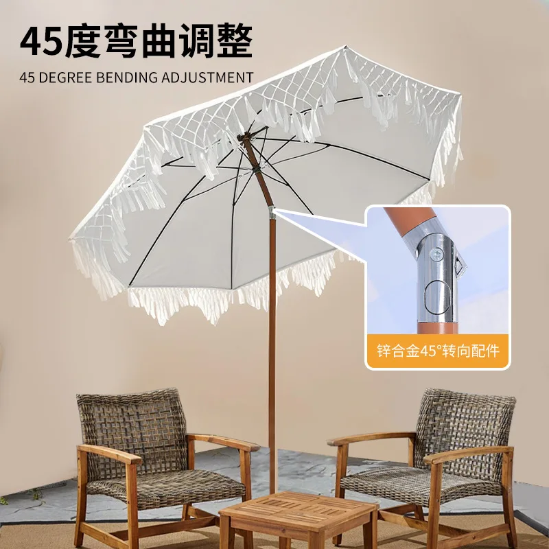 Seaside vacation beach umbrella courtyard   fringed   sun umbrella swimming pool sun protection terrace parasol