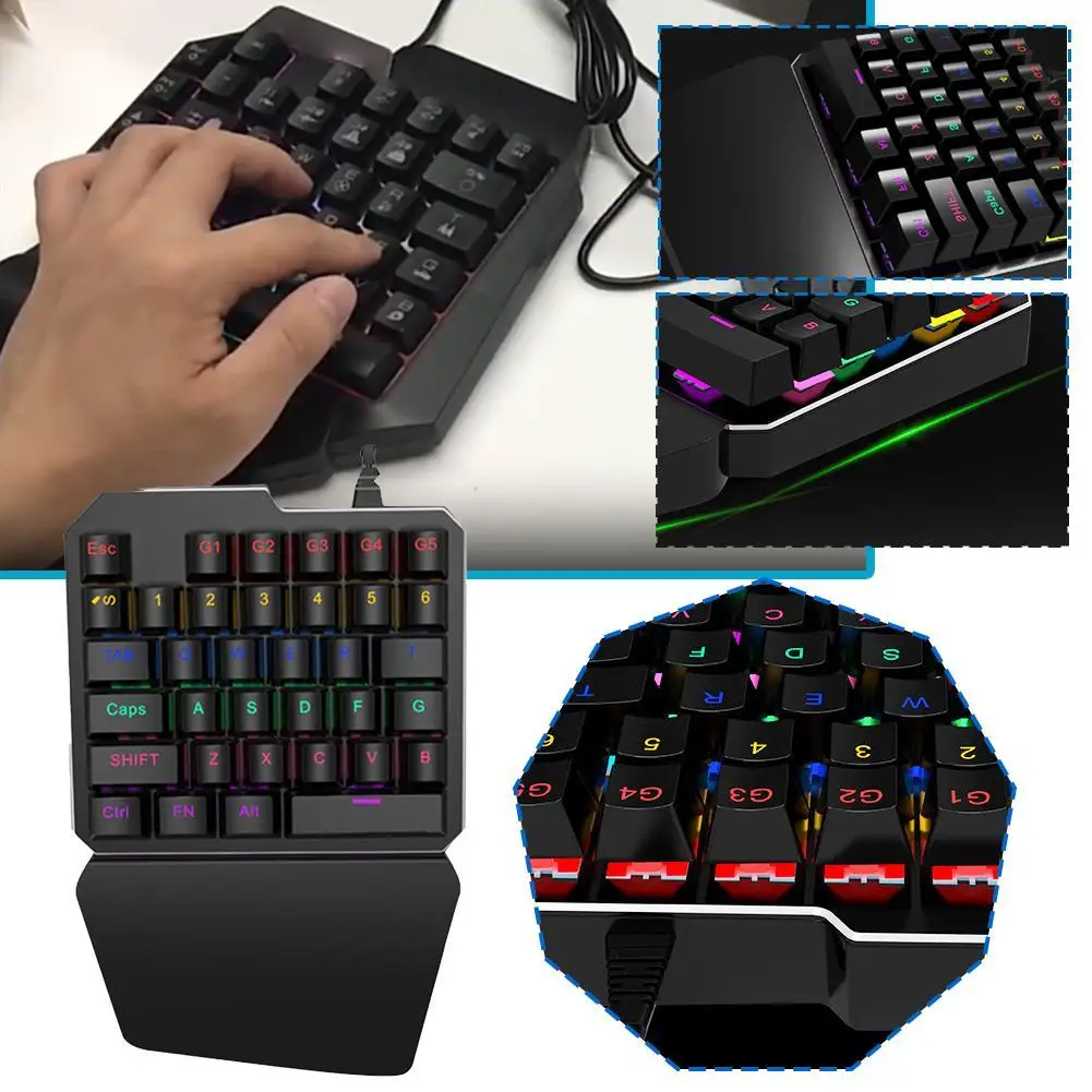 

Gamwing K9 Wired One-handed Mechanical Gaming Keyboard With Wrist Rest RGB Breathing Backlight Floating Keycap Ergonomic Design