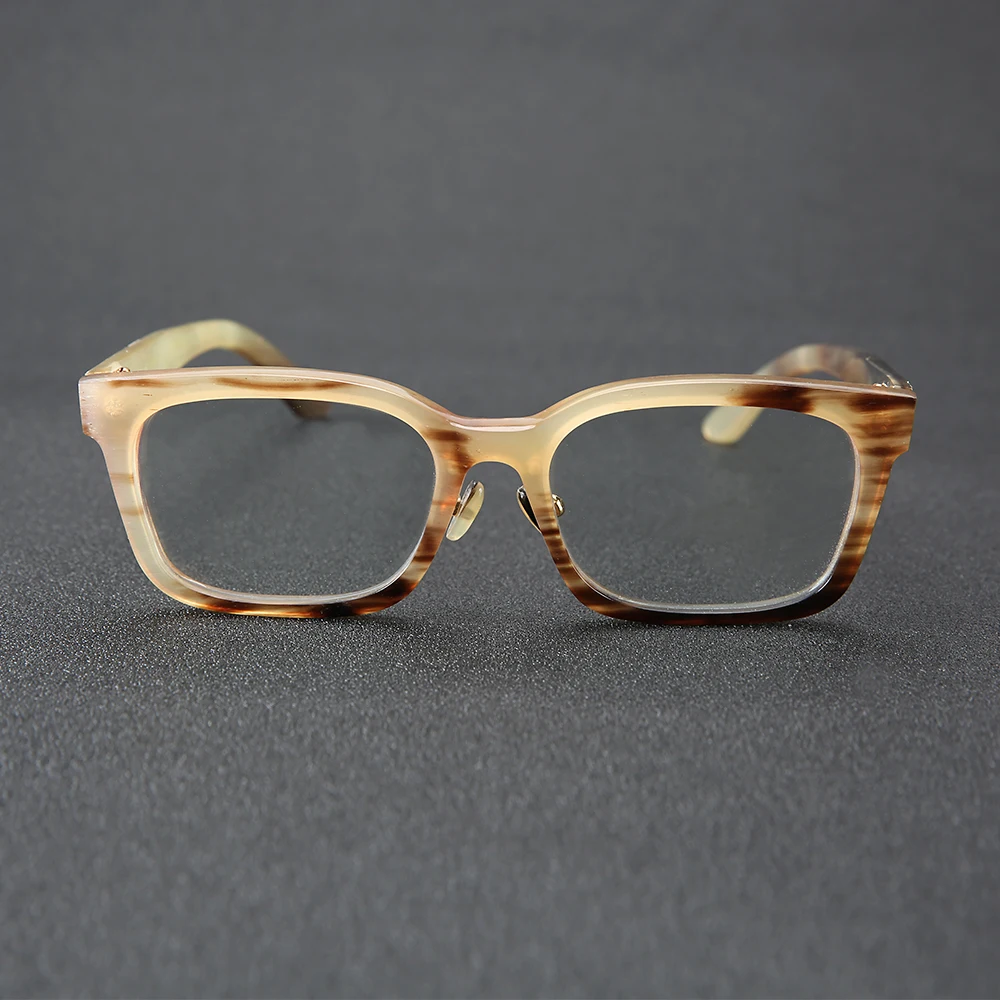 Japanese style pattern horn classic square frame glasses handmade natural acetate fashion glasses frame